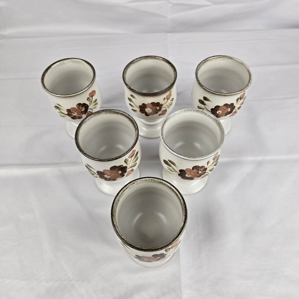 Vintage Denby Langley Serenade Stoneware Goblet Set of 6 Vtg Goblets - Picture 2 of 12
